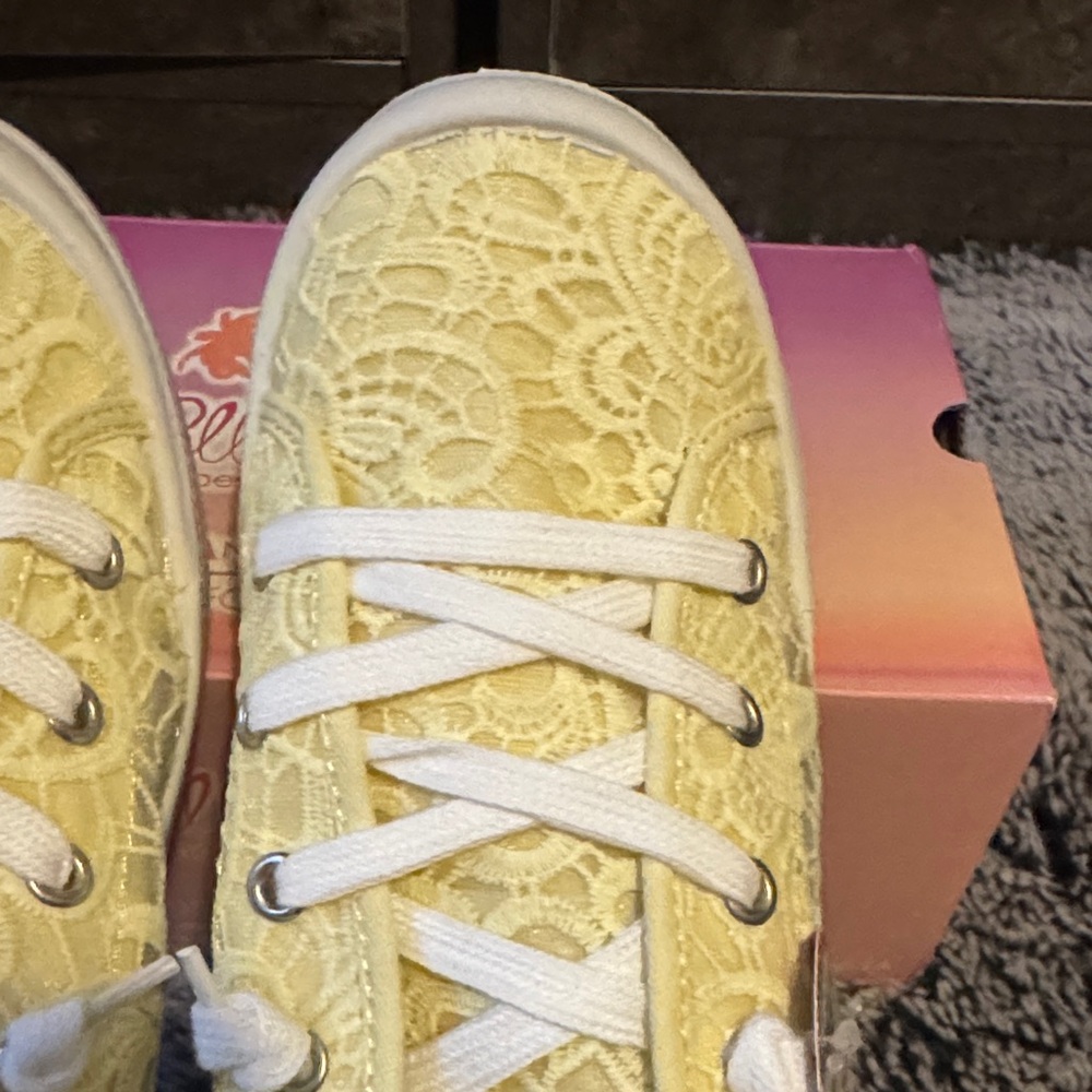 Jellypop Yellow Lace-Up Women's Sneakers - Picture 3 of 8